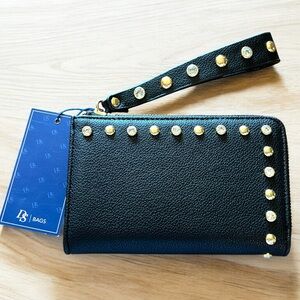 DS Bags NWT Black Wallet/Wristlet with Gold Studs